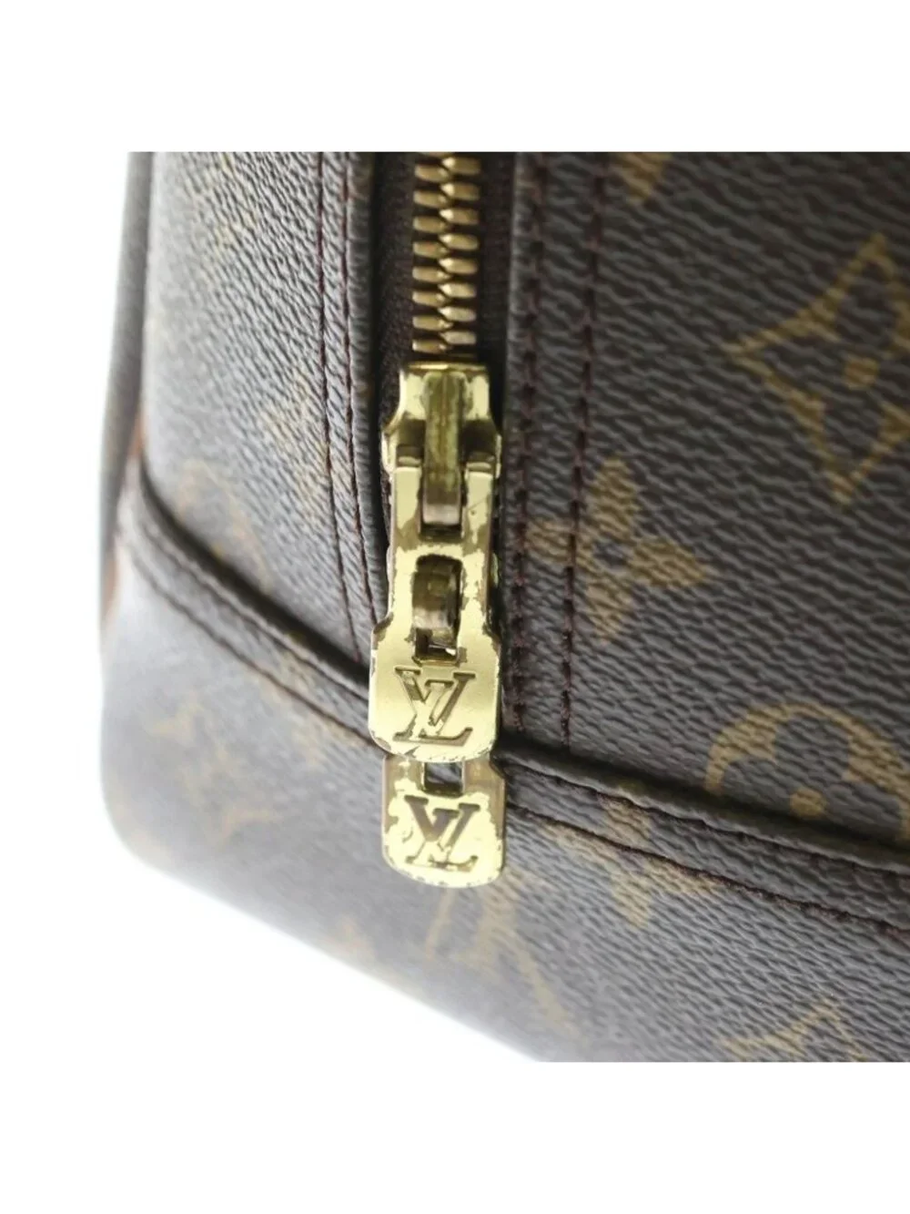 Louis Vuitton Monogram Deauville Leather Handbag Brown